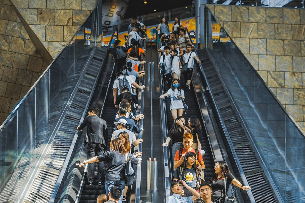 Crowded escalator • Example of in-vivo OCD and anxiety treatment location by Carrie B. Klein Therapy